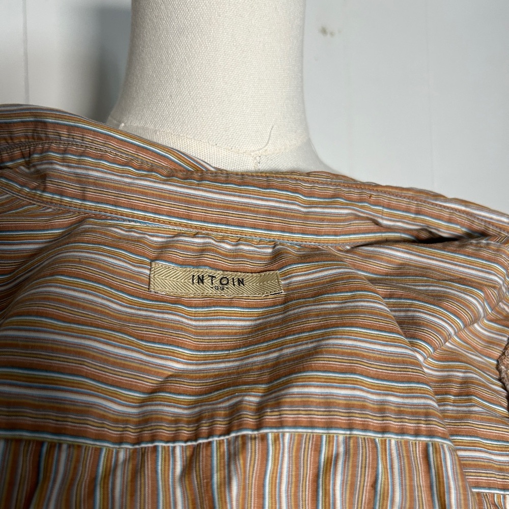 Multi Neutral Colored Stripped Collar Button Up S… - image 6